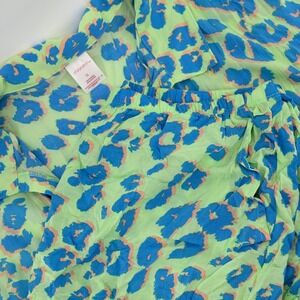 Xhilaration Leopard Print‎ Lounge Sleep Set Shirt Shorts Comfy Casual Blue Green